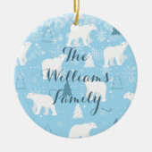 ポーラパーソナライズされたクマ雪の結晶クリスマス セラミックオーナメント (正面)