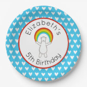 ポーラパーソナライズされたベアとレインボー紙プレート ペーパープレート (正面)