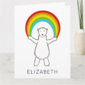 ポーラパーソナライズされたベアとレインボー誕生日 カード (正面)