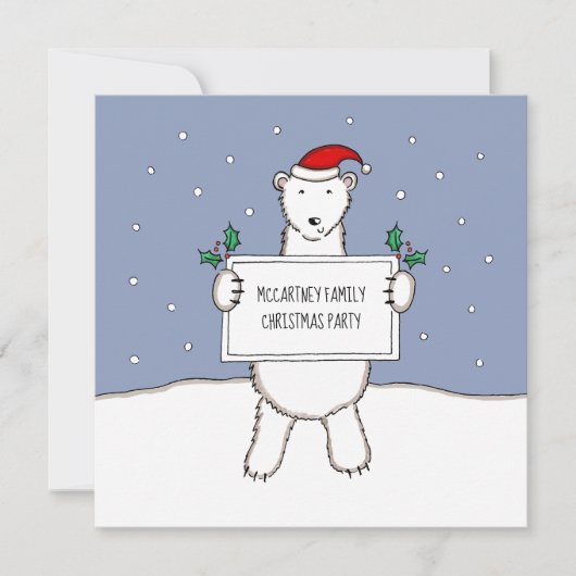 ポーラパーソナライズされたベアクリスマスパーティの招待状 (正面)