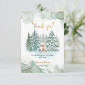ポーラベアのミニマリスト冬のベビーシャワー サンキューカード (スタンド正面)