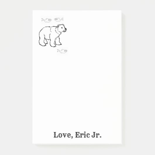 ポーラベアの魚ぬりえメモ ポストイット (正面)