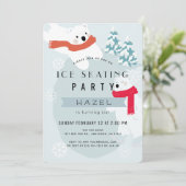ポーラベアアイススケートで滑るブルーバースデーパーティー 招待状 (スタンド正面)