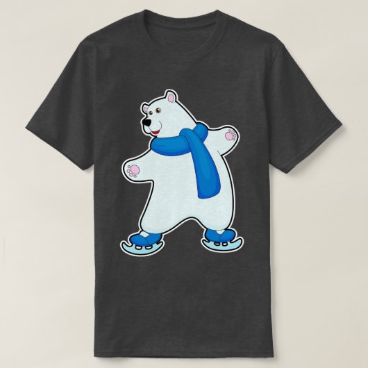 ポーラベアアットアイススケートで滑るスカーフ Tシャツ (デザイン正面)