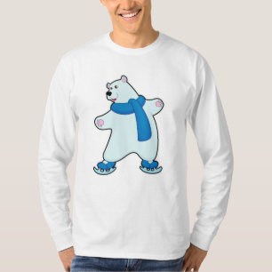 ポーラベアアットアイススケートで滑るスカーフ Tシャツ