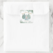 ポーラベアアドベンチャーかわいいベビーシャワー待ち スクエアシール (バッグ)