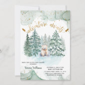 ポーラベアアドベンチャーかわいいベビーシャワー待ち 招待状 (正面)