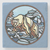 ポーラベアアートコースター先住民アートベアコースター ストーンコースター (正面)