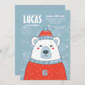 ポーラベアインレッドセーター招待状 招待状 (正面/裏面)