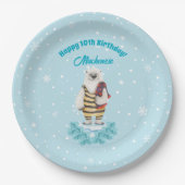 ポーラベアウィンタープール子供の誕生日パーティー ペーパープレート (正面)