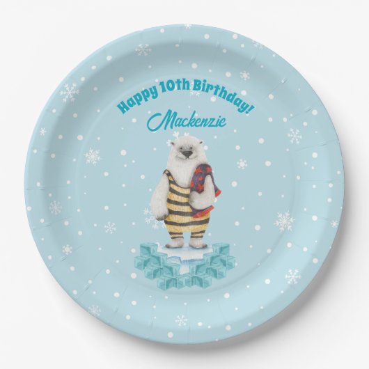 ポーラベアウィンタープール子供の誕生日パーティー ペーパープレート (正面)