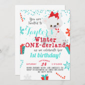 ポーラベアウィンターワンダーランド誕生日招待状 招待状 (正面/裏面)