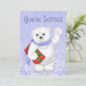 ポーラベアウィンター誕生日招待状for Girls 招待状 (スタンド正面)