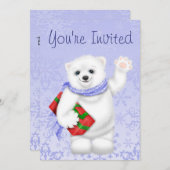 ポーラベアウィンター誕生日招待状for Girls 招待状 (正面/裏面)
