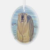 ポーラベアオーナメントパーソナライズされたベアの装飾 ガラスオーナメント (正面左)