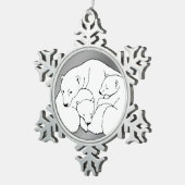 ポーラベアオーナメントホリデイベアキュブデコレーション スノーフレークピューターオーナメント (右)