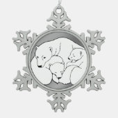 ポーラベアオーナメントホリデイベアキュブデコレーション スノーフレークピューターオーナメント (正面)