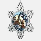 ポーラベアオーナメントホリデーベアアートデコレーション スノーフレークピューターオーナメント (右)