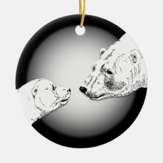 ポーラベアオーナメントマザーベビーギフトパーソナライズされた0 セラミックオーナメント (正面)