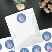 ポーラベアカブ飾の木の青ステッカー ラウンドシール