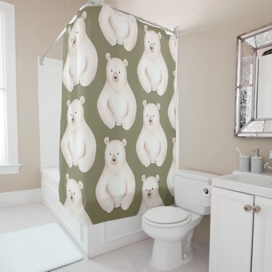 ポーラベアキッズイラストレーション冬 シャワーカーテン (インサイチュ)