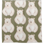 ポーラベアキッズイラストレーション冬 シャワーカーテン (正面)