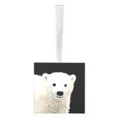 ポーラベアキュブ絵画ズ – オリジナル野生動物アート キューブオーナメント (右)