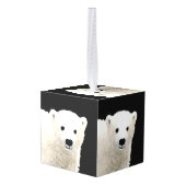 ポーラベアキュブ絵画ズ – オリジナル野生動物アート キューブオーナメント (裏面アングル)