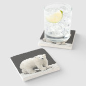 ポーラベアキュブ絵画ズ – オリジナル野生動物アート ストーンコースター (横)