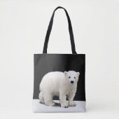 ポーラベアキュブ絵画ズ – オリジナル野生動物アート トートバッグ (正面)