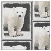 ポーラベアキュブ絵画ズ – オリジナル野生動物アート ファブリック (クローズアップ)