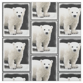 ポーラベアキュブ絵画ズ – オリジナル野生動物アート ファブリック
