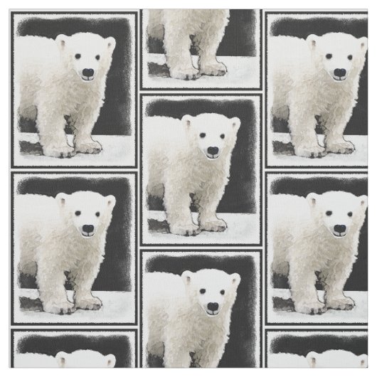 ポーラベアキュブ絵画ズ – オリジナル野生動物アート ファブリック (見本)
