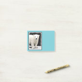 ポーラベアキュブ絵画ズ – オリジナル野生動物アート ポストイット (デスク上)