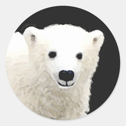 ポーラベアキュブ絵画ズ – オリジナル野生動物アート ラウンドシール (正面)
