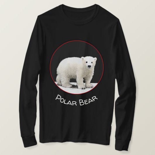 ポーラベアキュブ絵画ズ – オリジナル野生動物アート Tシャツ (デザイン正面)