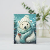 ポーラベアクリスマスエレガンスとフェスティバルボウ ポストカード (スタンド正面)