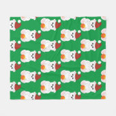 ポーラベアクリスマスサンタハット可愛いパターン緑 フリースブランケット (正面(横))