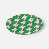 ポーラベアクリスマスサンタハット可愛いパターン緑 ペーパープレート (アングル)