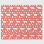 ポーラベアクリスマスレッドパインラッピング紙 ラッピングペーパー (フラット)