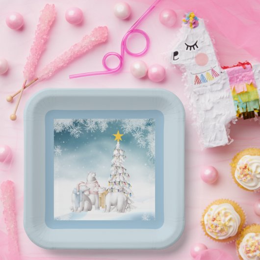 ポーラベアクリスマス紙プレート ペーパープレート (パーティー)