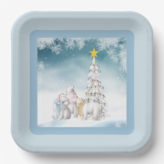 ポーラベアクリスマス紙プレート ペーパープレート (正面)