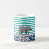 ポーラベアグリーンストライプマグ コーヒーマグカップ (中央)