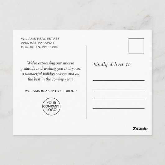 ポーラベアサンタハットクリスマスグリーティ企業のング ポストカード (裏面)