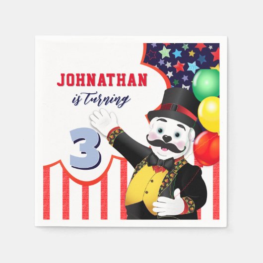 ポーラベアサーカス子供の誕生日 スタンダードカクテルナプキン (正面)