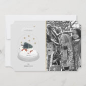 ポーラベアスノーグローブグレークリスマスホリデーフォト 招待状 (正面)