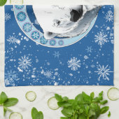 ポーラベアスノーフレークアールヌーボー キッチンタオル (折り畳み)