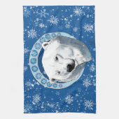 ポーラベアスノーフレークアールヌーボー キッチンタオル (縦)