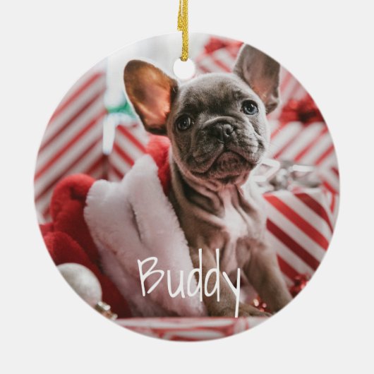 ポーラベアセーターブルークリスマスフォトオーナメント セラミックオーナメント (裏面)