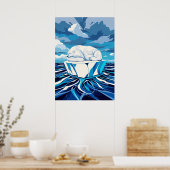 ポーラベアチル – アークティックミニマリストポップ・アートのデザイン ポスター (キッチン)